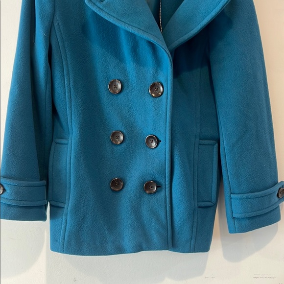 Lands' End Blue Pea Coat with Notched Lapels - Picture 2 of 6